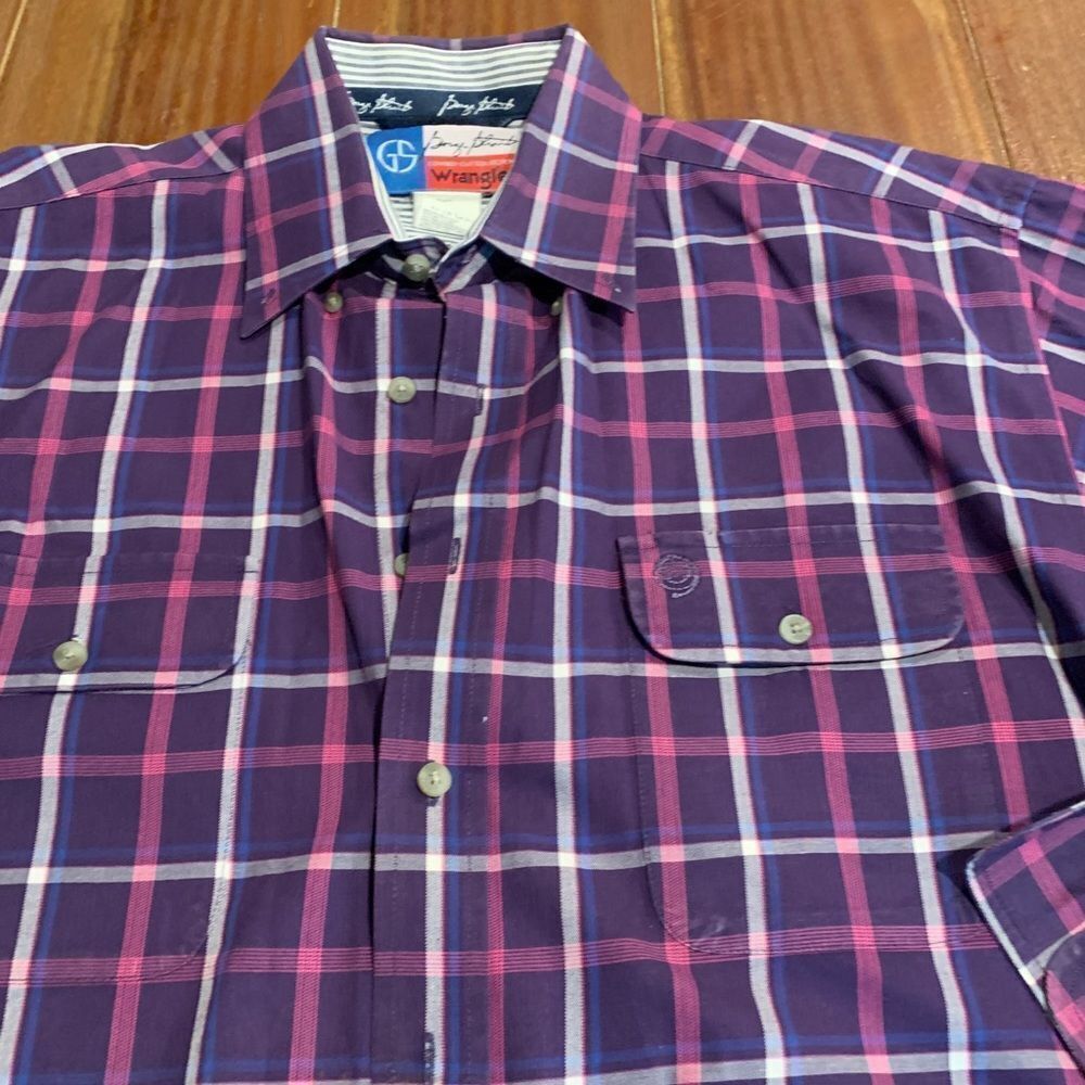 Wrangler George Straight Men’s Purple Plaid Western Shirt